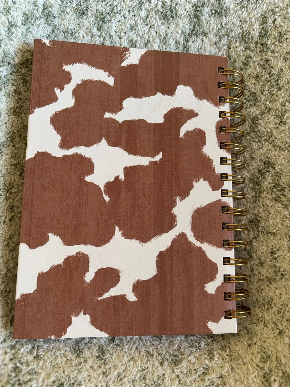 Notes Spiral Lined Notebook Journal Brown & White Cowhide Western NWT 250pg